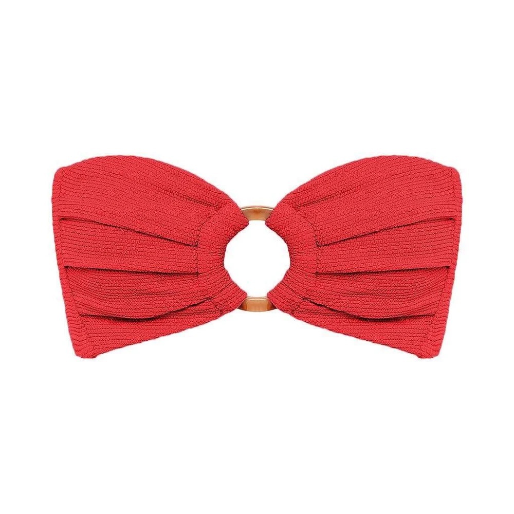 Montce Swim Crimson Micro Scrunch Tori Bandeau Bikini Top